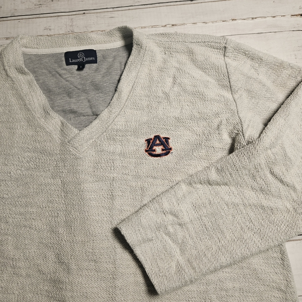 Lauren James Auburn‎ Tigers Collegiate V-Neck Sweater Gray Womens Large